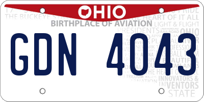 OH license plate GDN4043