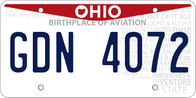 OH license plate GDN4072