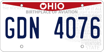 OH license plate GDN4076