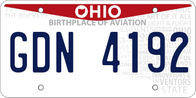 OH license plate GDN4192