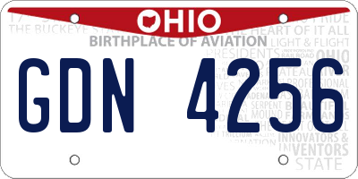 OH license plate GDN4256