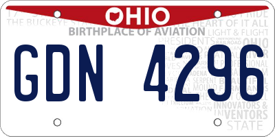 OH license plate GDN4296