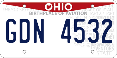 OH license plate GDN4532