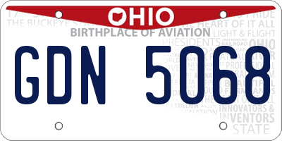 OH license plate GDN5068