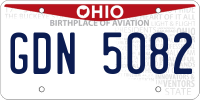 OH license plate GDN5082