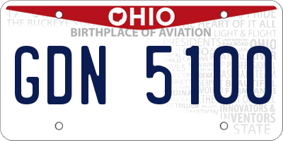 OH license plate GDN5100