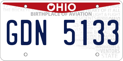 OH license plate GDN5133