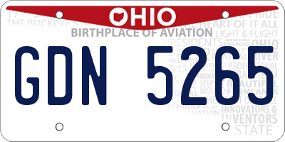 OH license plate GDN5265