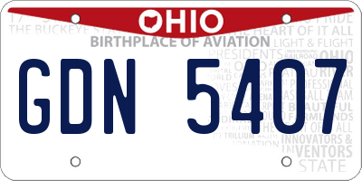OH license plate GDN5407