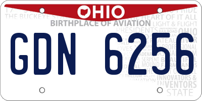 OH license plate GDN6256