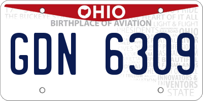 OH license plate GDN6309