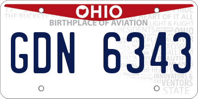 OH license plate GDN6343