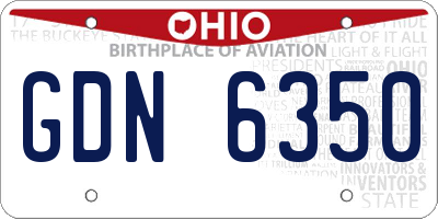 OH license plate GDN6350