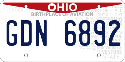 OH license plate GDN6892