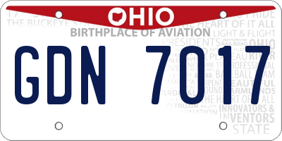 OH license plate GDN7017