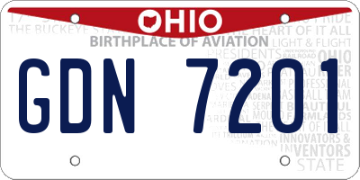 OH license plate GDN7201