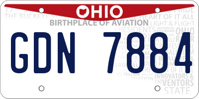 OH license plate GDN7884