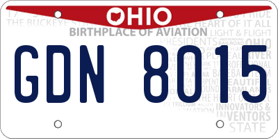 OH license plate GDN8015