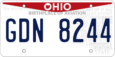 OH license plate GDN8244