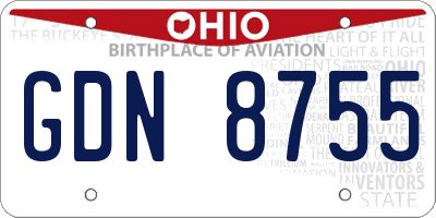 OH license plate GDN8755