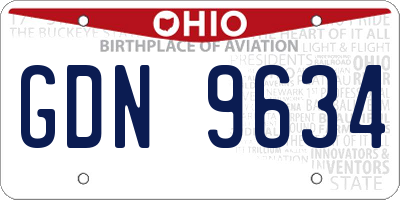 OH license plate GDN9634