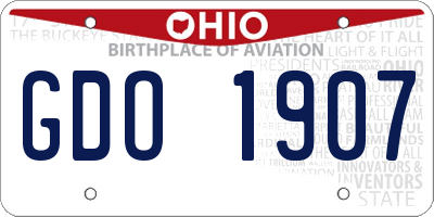 OH license plate GDO1907