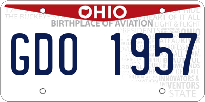 OH license plate GDO1957