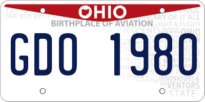 OH license plate GDO1980