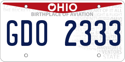 OH license plate GDO2333