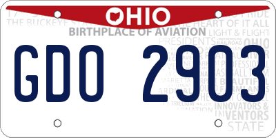 OH license plate GDO2903