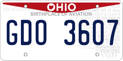 OH license plate GDO3607