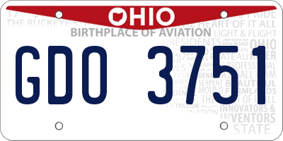 OH license plate GDO3751