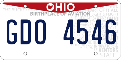 OH license plate GDO4546