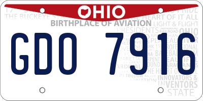 OH license plate GDO7916