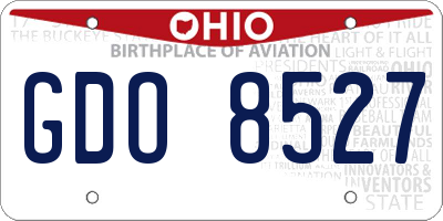 OH license plate GDO8527