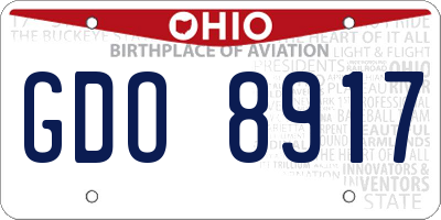 OH license plate GDO8917