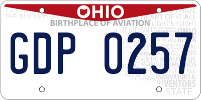 OH license plate GDP0257