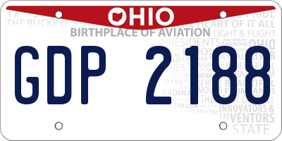 OH license plate GDP2188
