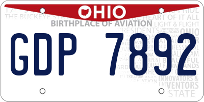 OH license plate GDP7892