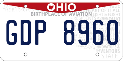 OH license plate GDP8960