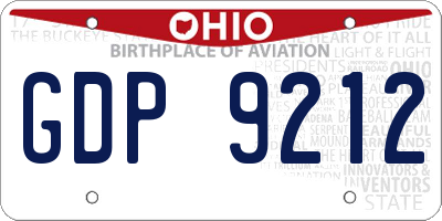 OH license plate GDP9212