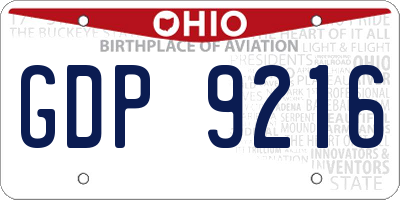 OH license plate GDP9216
