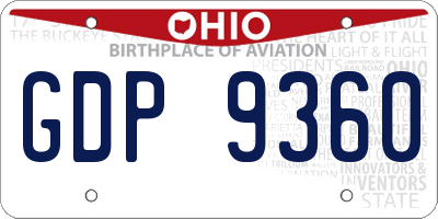 OH license plate GDP9360