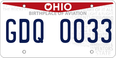 OH license plate GDQ0033