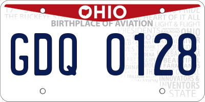 OH license plate GDQ0128