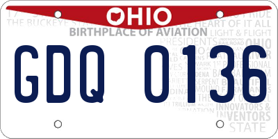 OH license plate GDQ0136