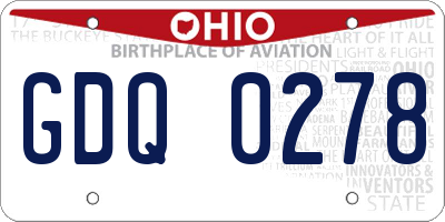OH license plate GDQ0278