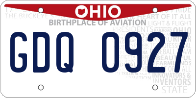 OH license plate GDQ0927