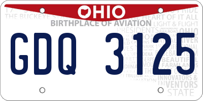 OH license plate GDQ3125
