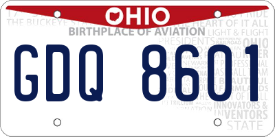 OH license plate GDQ8601